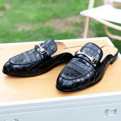 Premium Crocodile Leather Loafer | Half Slip-On Luxury Shoe for Men