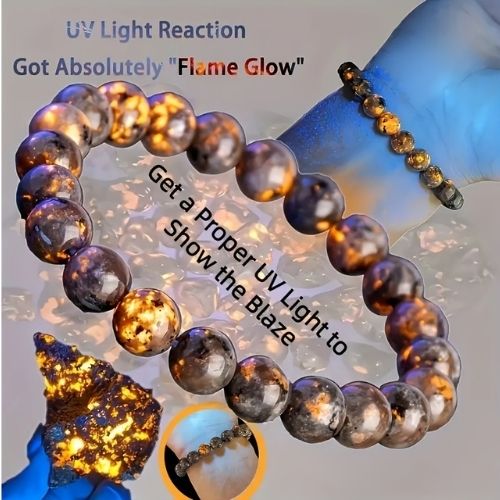 Natural Flame Stone Bracelet 8mm   Men & Women