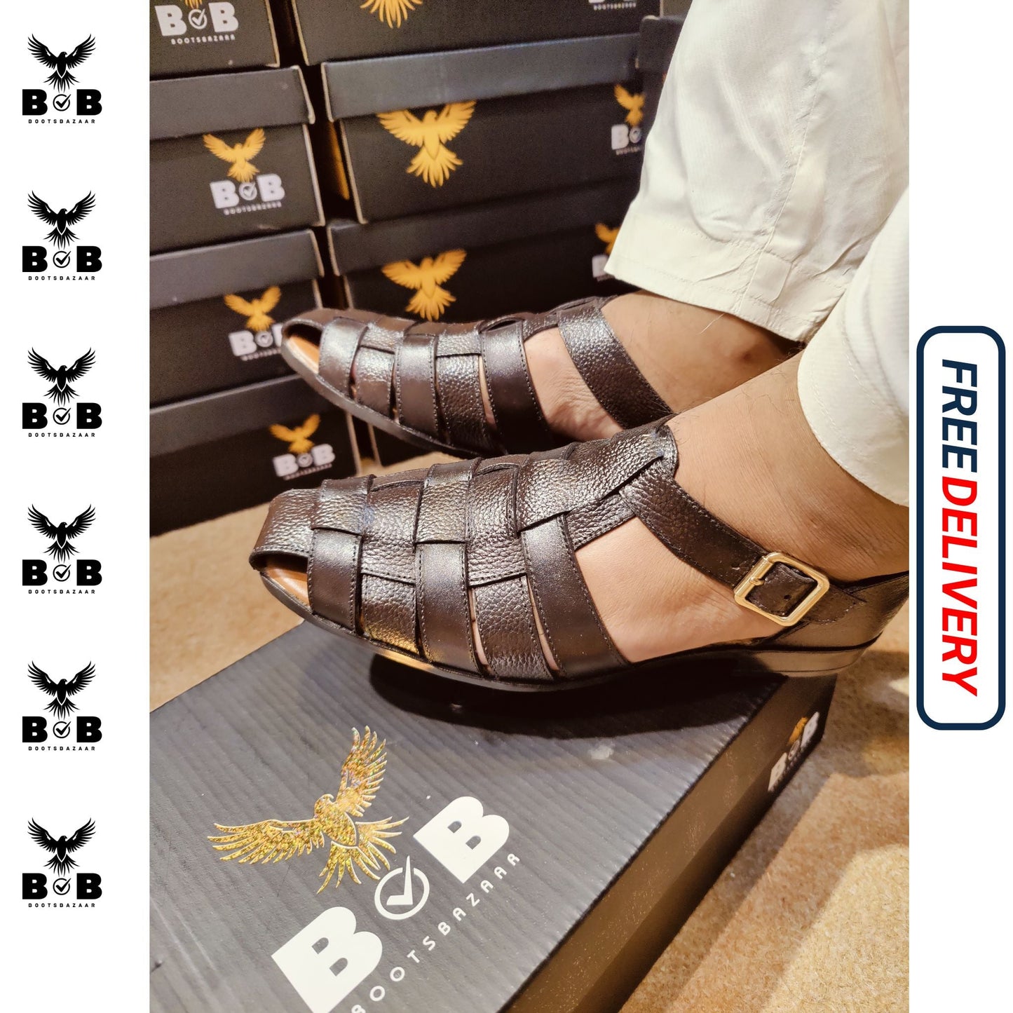 LE Pure Leather Handmade Strap Sandal New