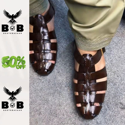 Branded Pure Imported Leather Handmade Strap Sandal New