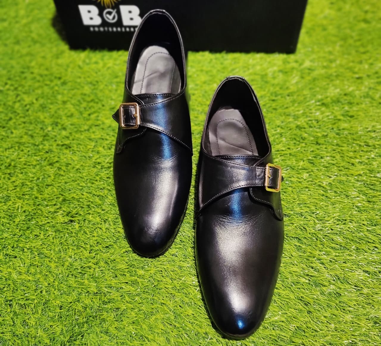 Elite Black Monk Strap Shoes – Full Genuine Cow Leather with Leather Sole